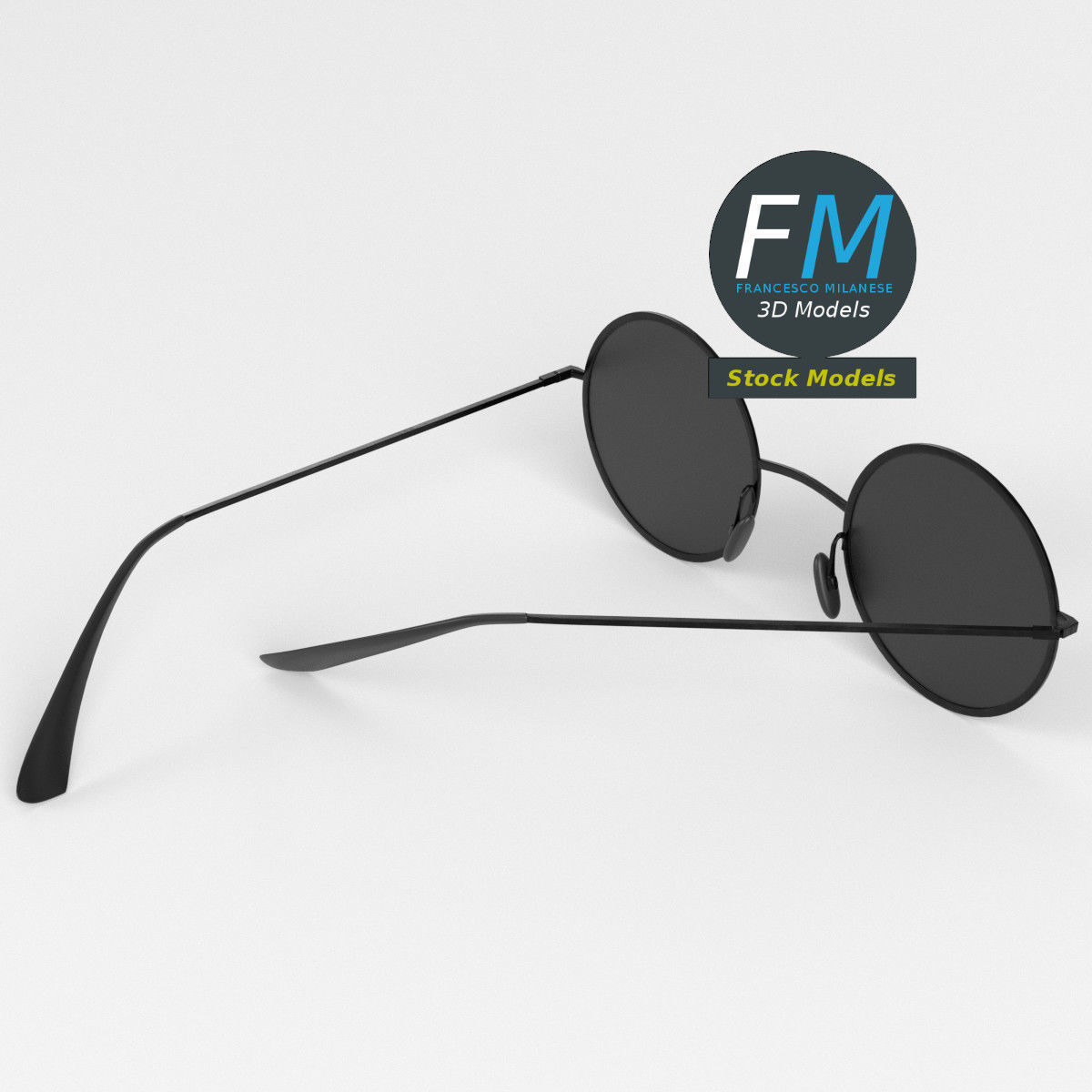 Sunglasses round 3D model_2