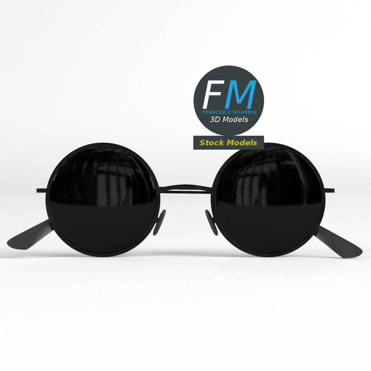 Sunglasses round 3D model_3