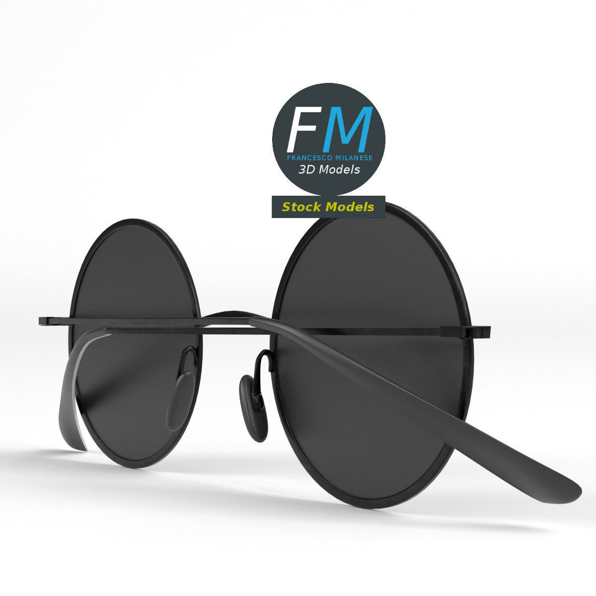 Sunglasses round 3D model_4