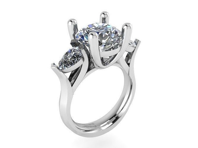 3-Stone Diamond Ring 1404 3D print model