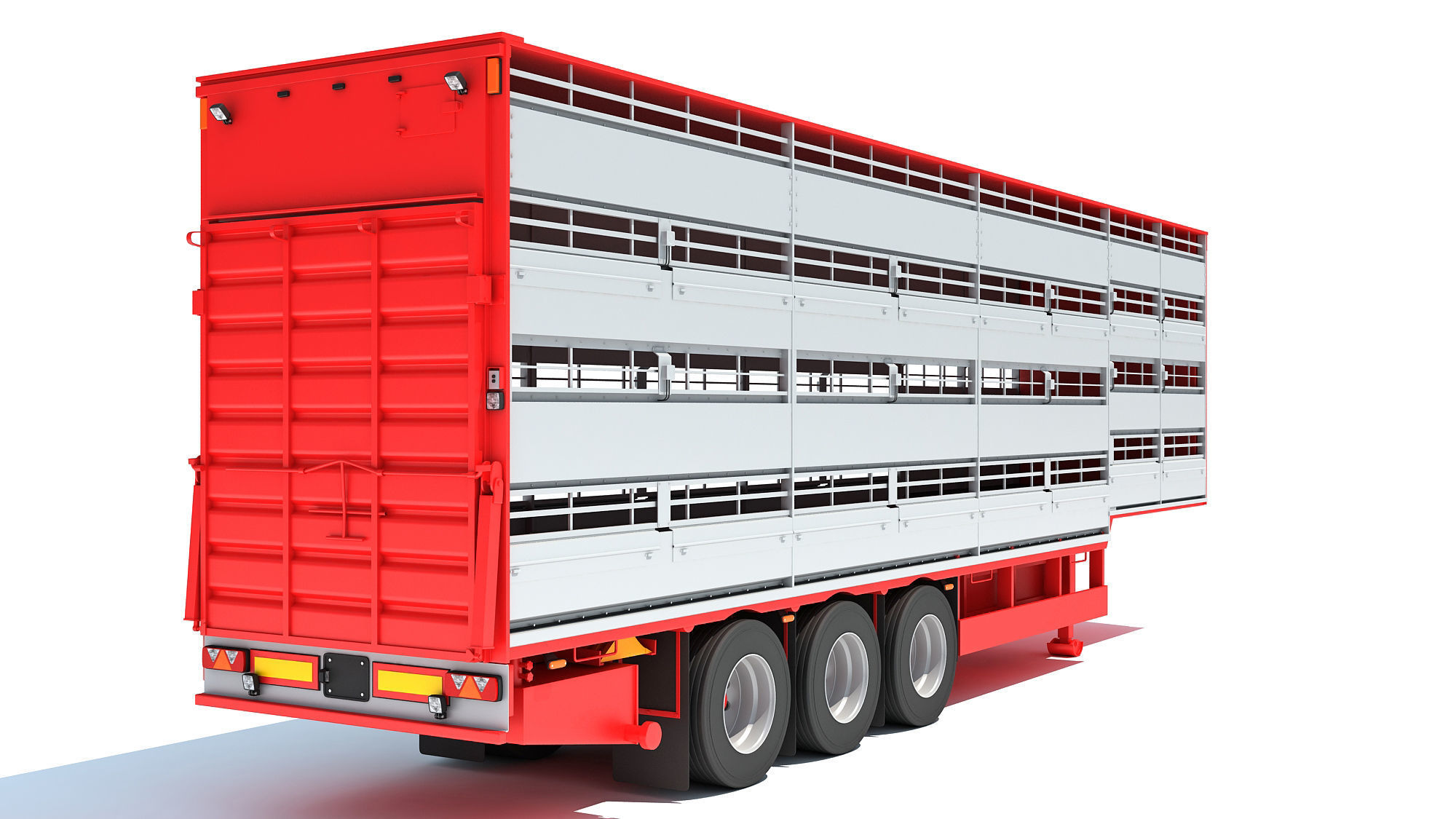 Cattle Animal Transporter Trailer 3D model_5