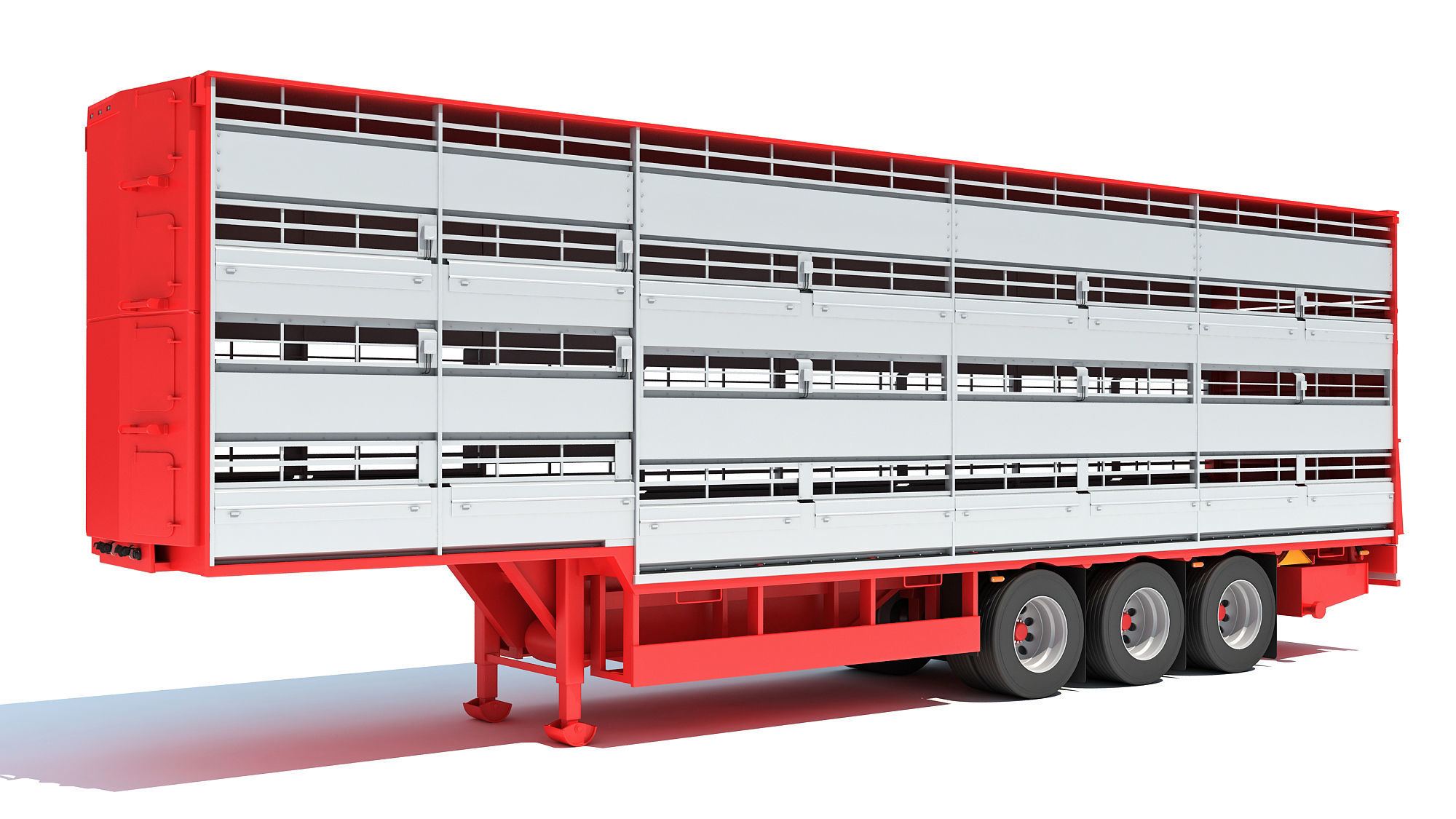 Cattle Animal Transporter Trailer 3D model_9