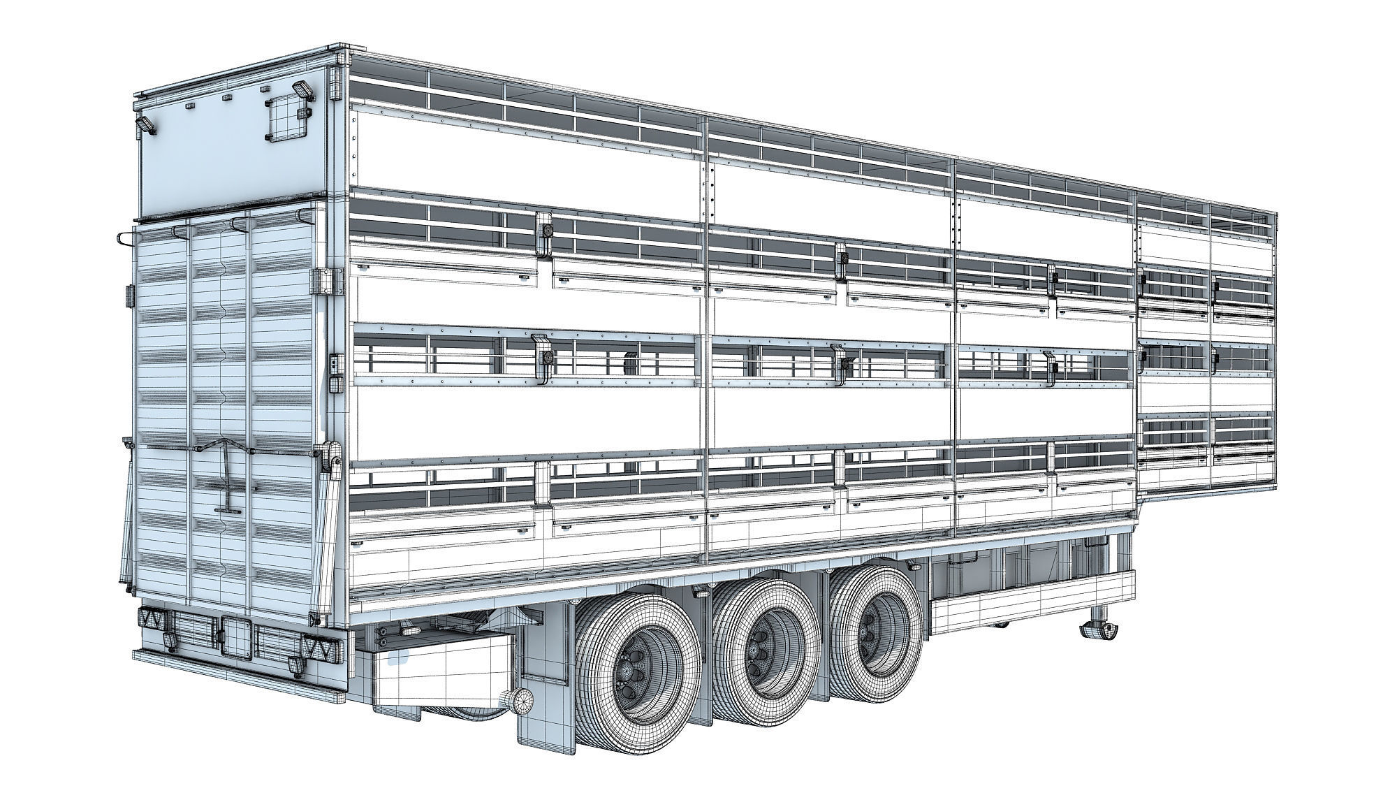 Cattle Animal Transporter Trailer 3D model_15
