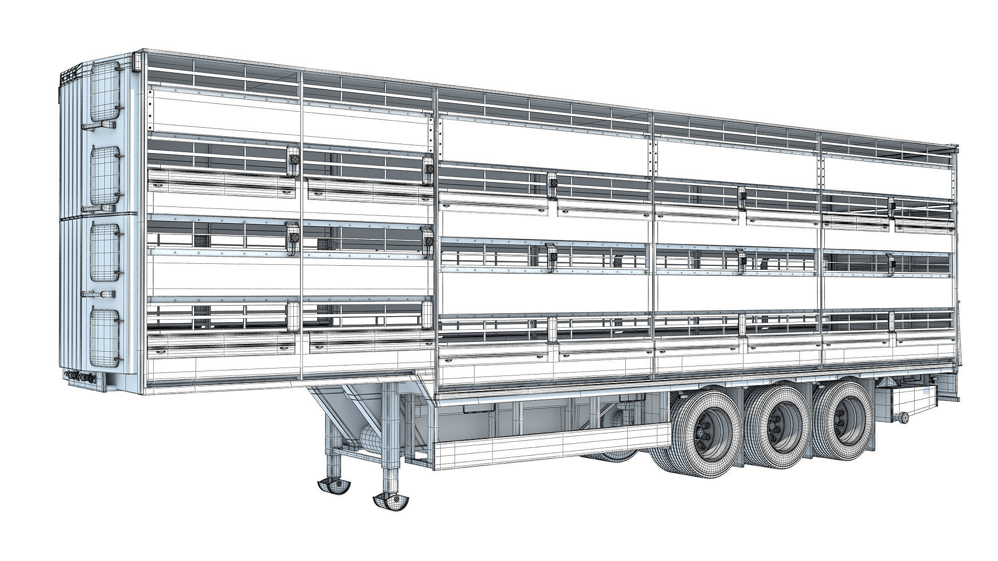 Cattle Animal Transporter Trailer 3D model_13