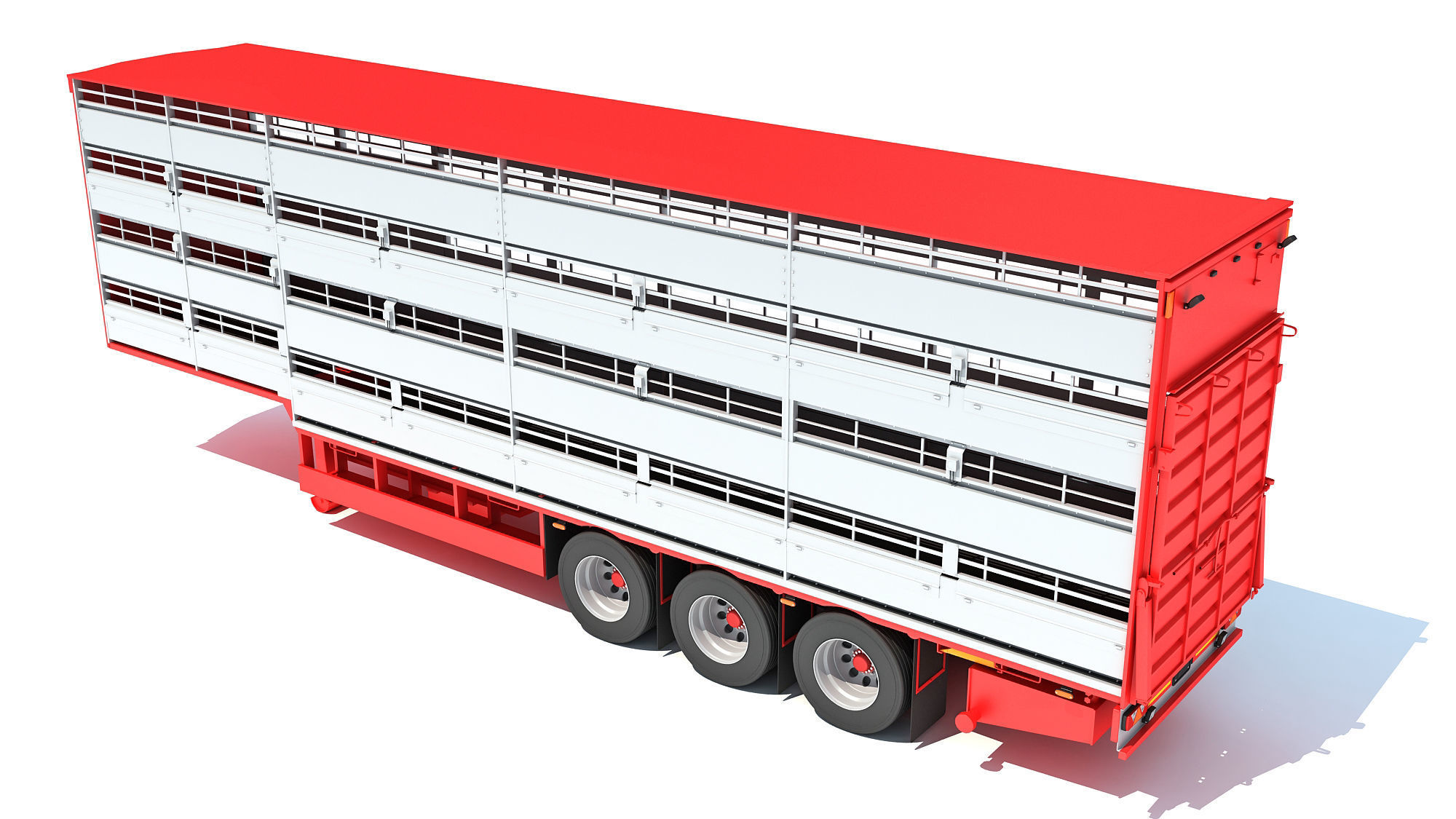 Cattle Animal Transporter Trailer 3D model_3