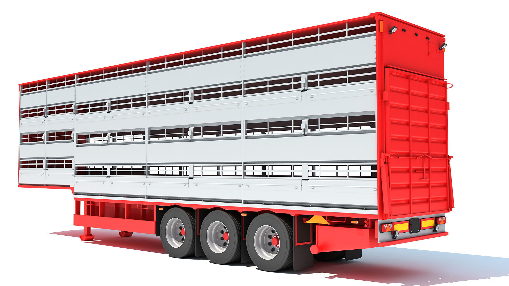 Cattle Animal Transporter Trailer 3D model_2