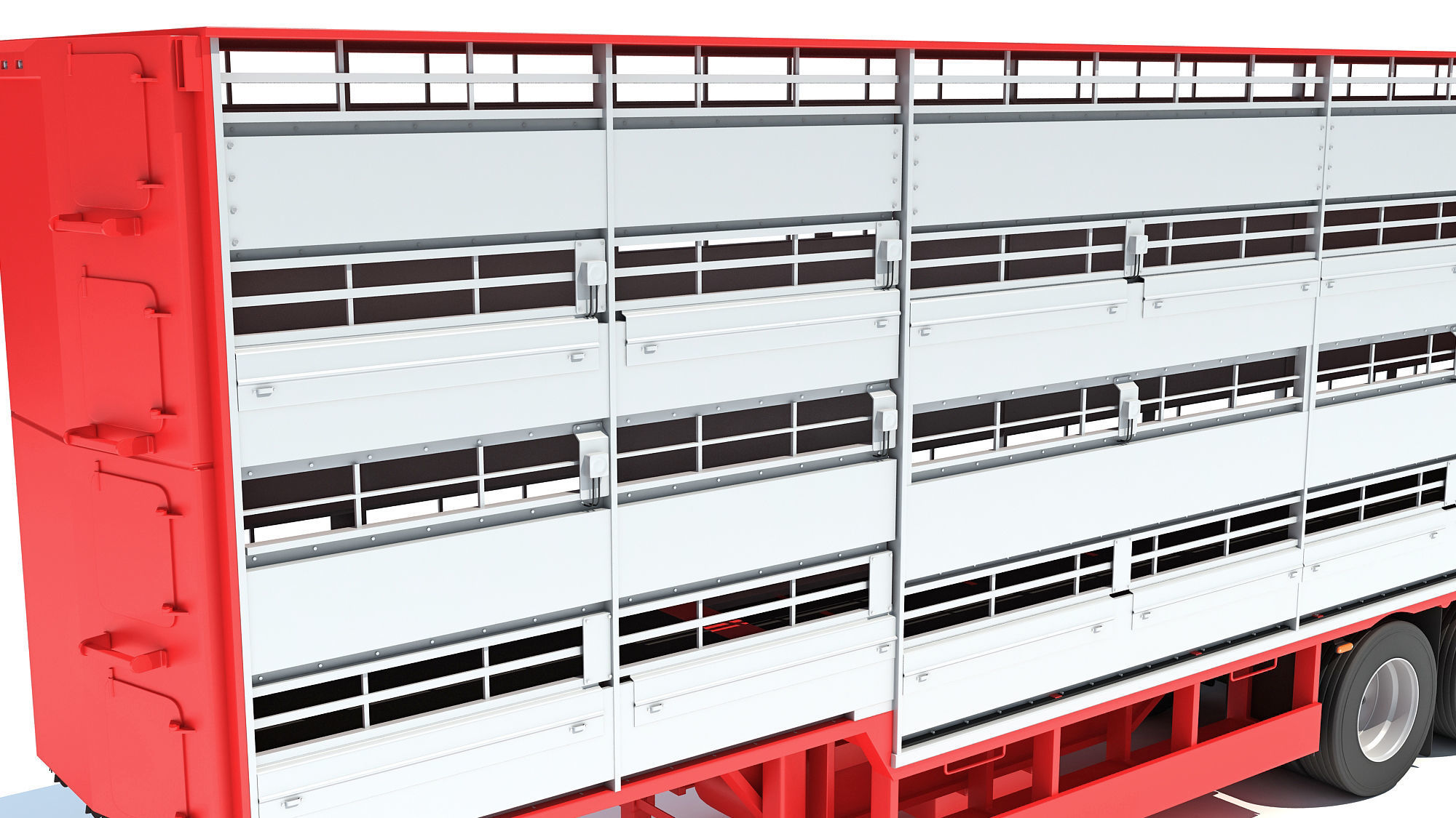 Cattle Animal Transporter Trailer 3D model_10