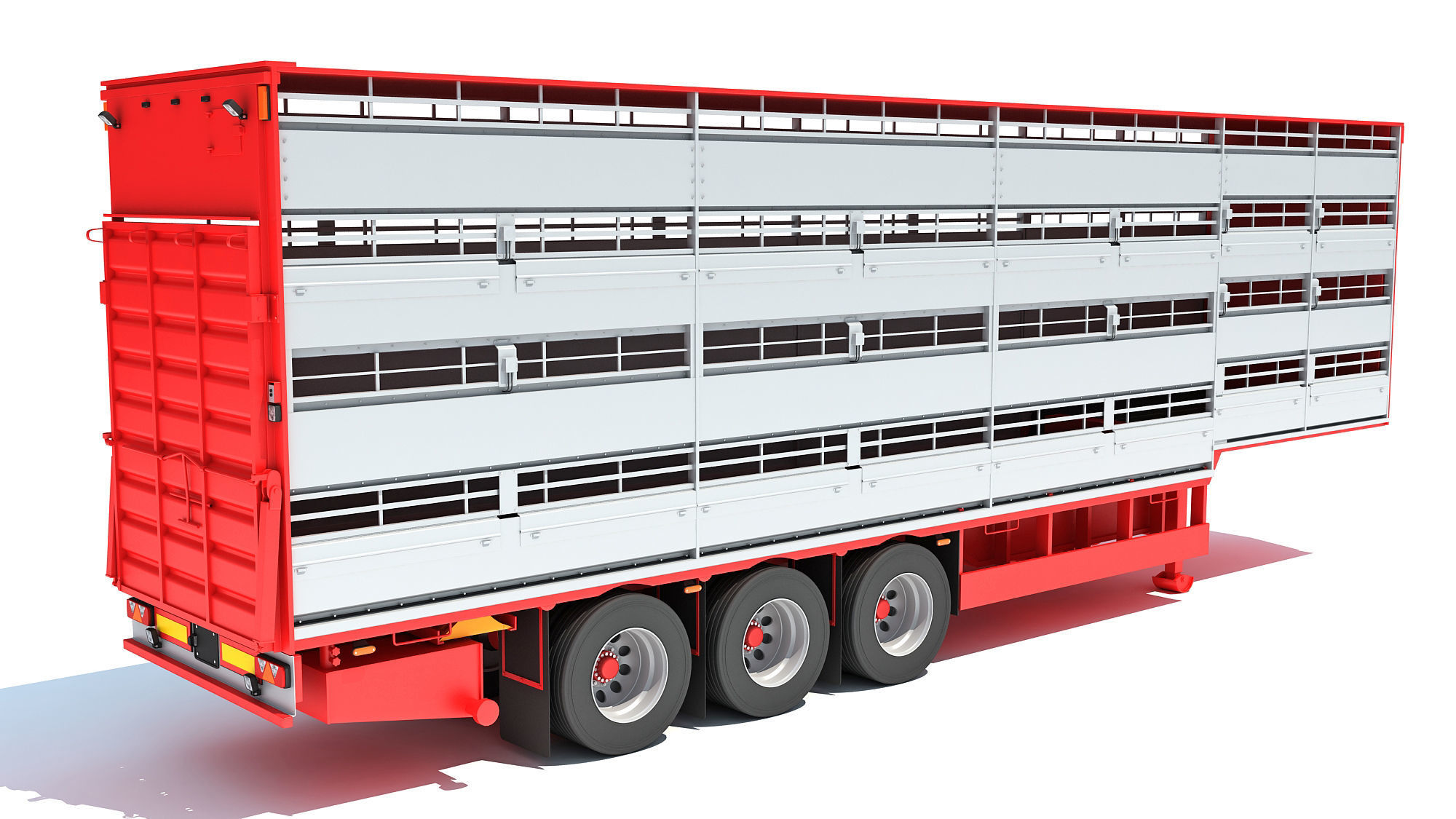 Cattle Animal Transporter Trailer 3D model_4
