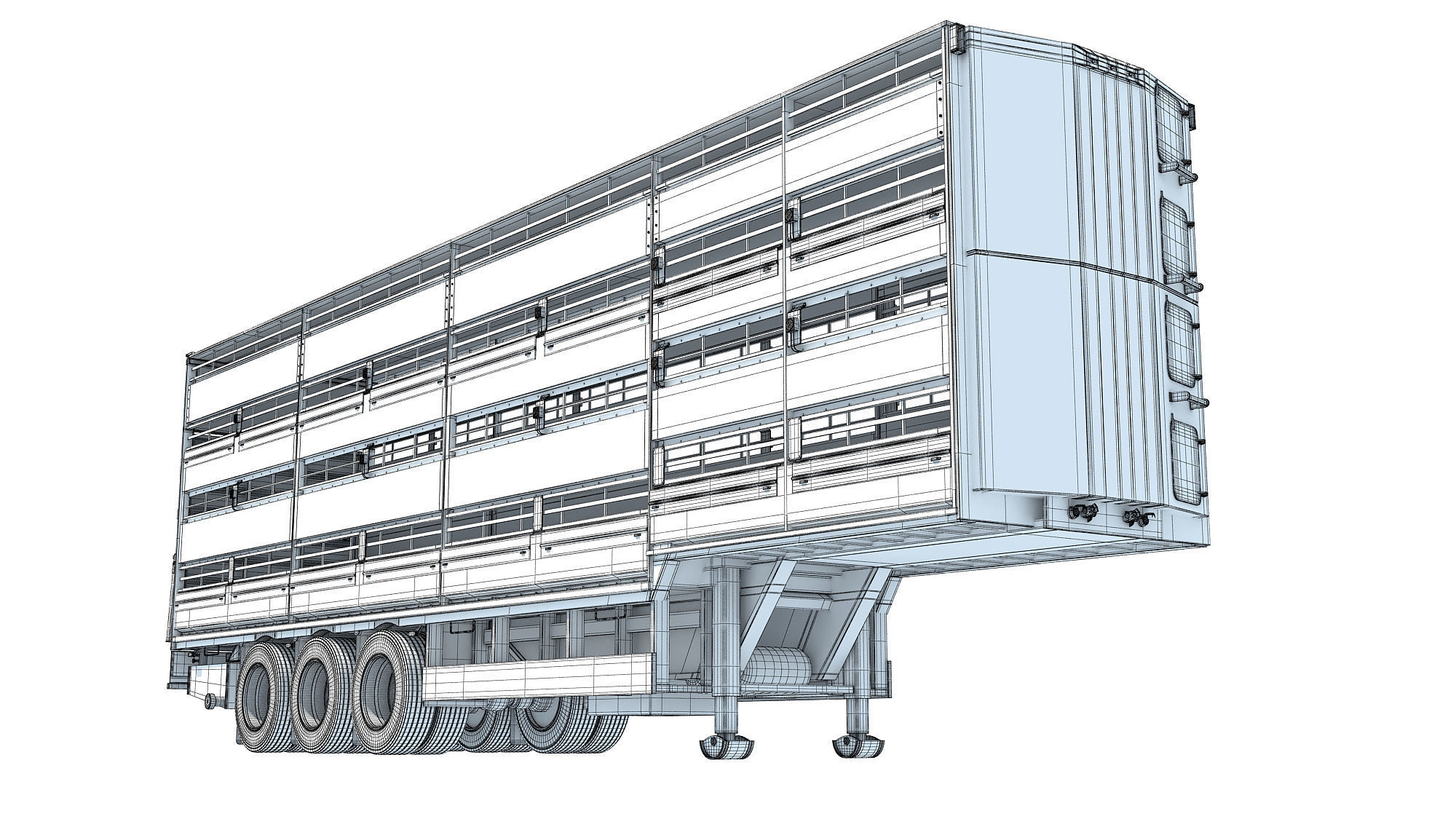 Cattle Animal Transporter Trailer 3D model_12
