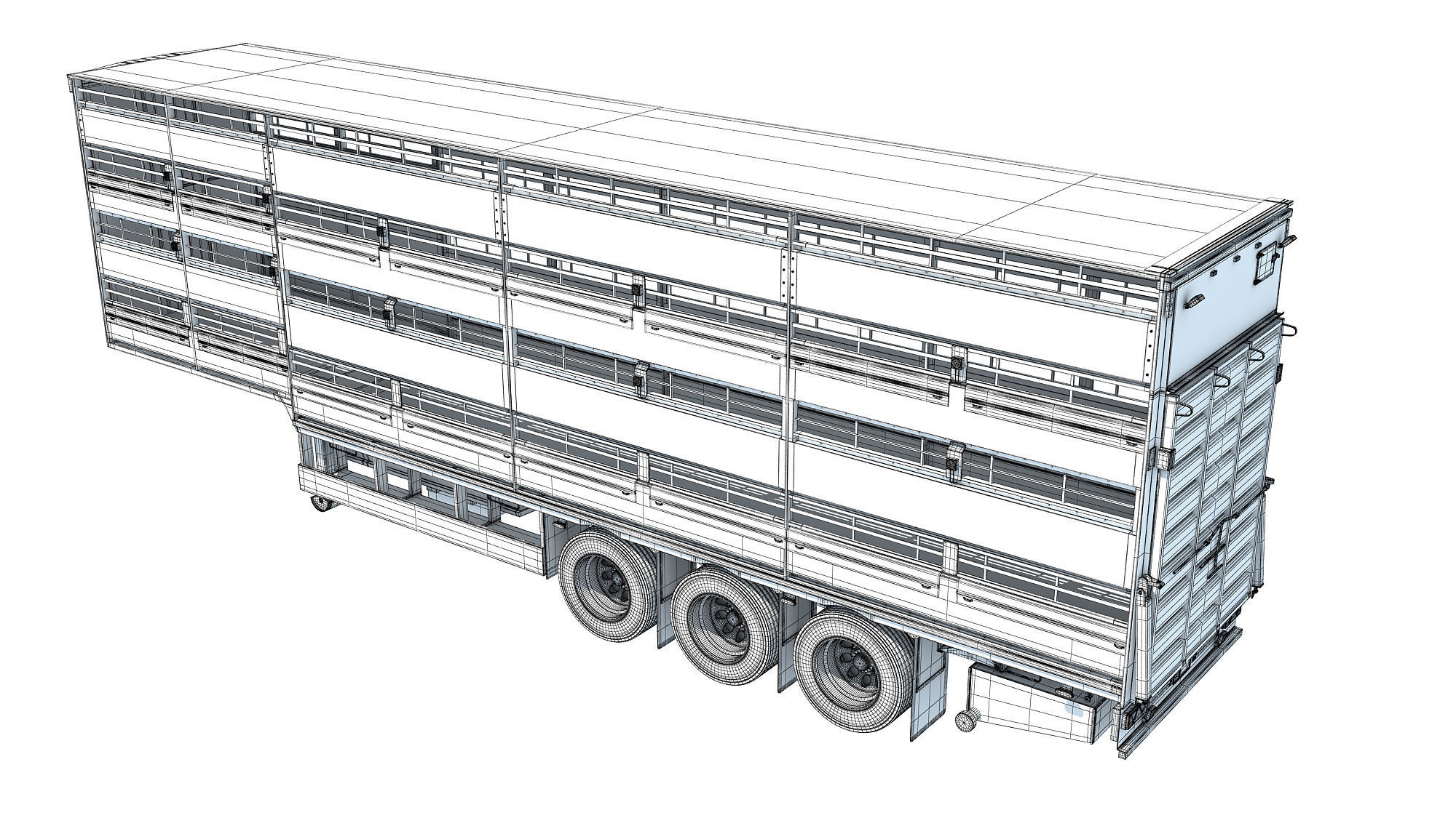 Cattle Animal Transporter Trailer 3D model_14