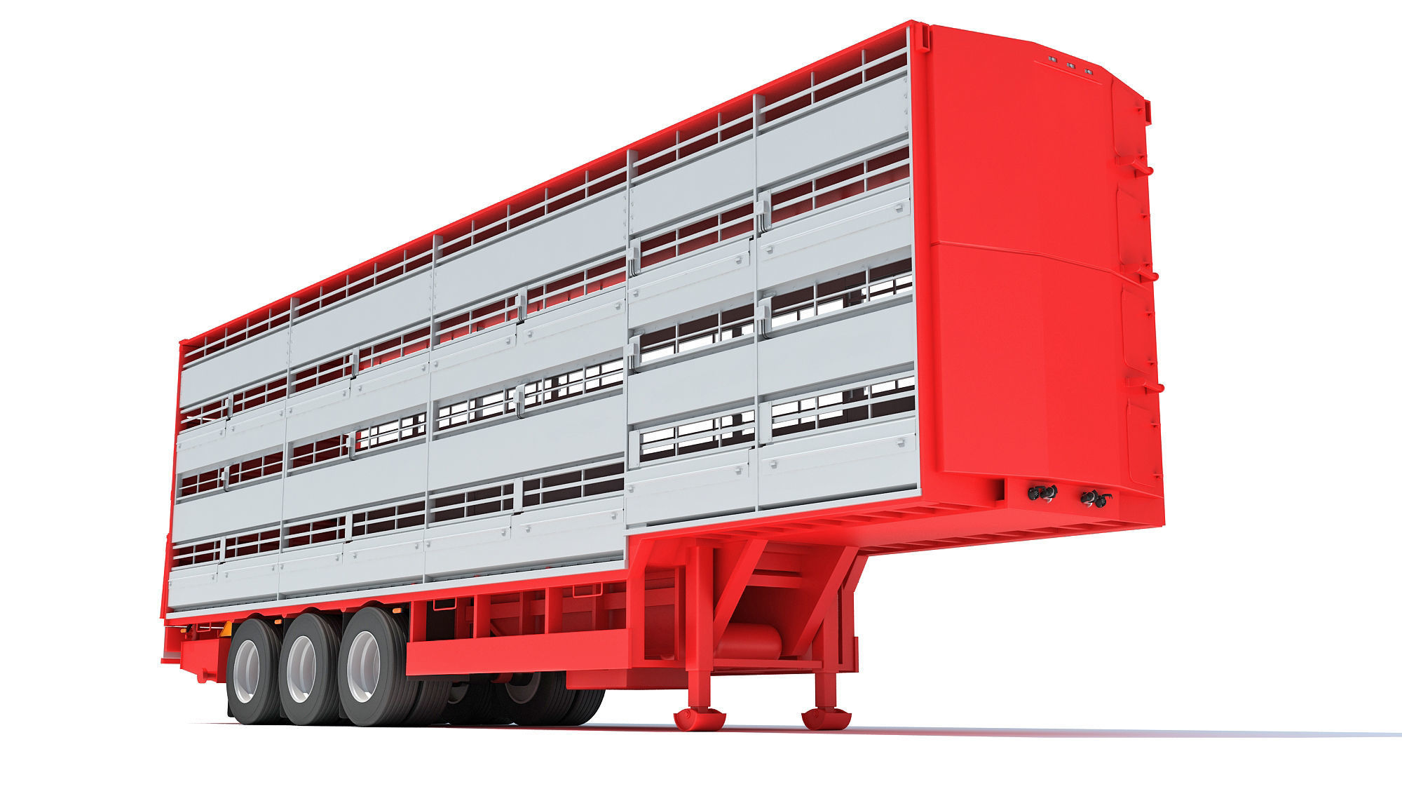 Cattle Animal Transporter Trailer 3D model_8