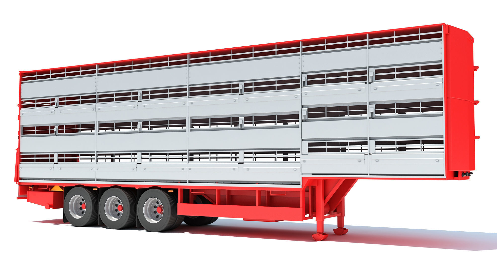 Cattle Animal Transporter Trailer 3D model_7