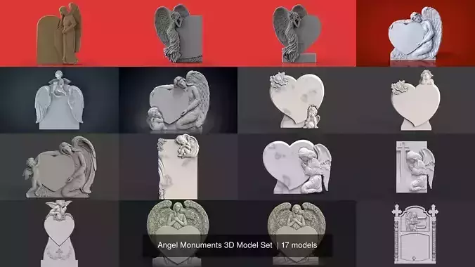 Angel Monuments 3D Model Set  3D Model Collection