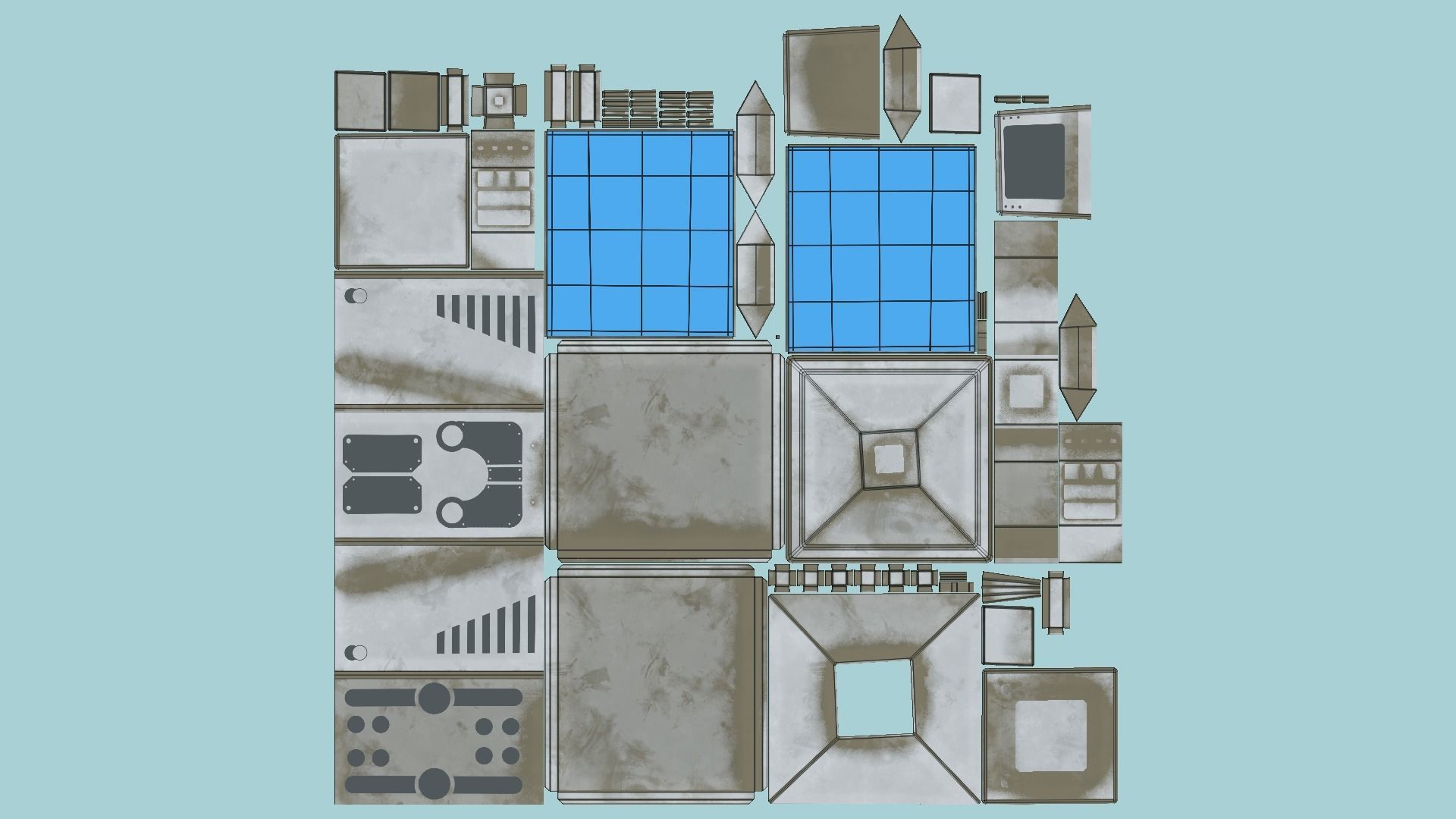 Satellite E07 Dirt Blue - SciFi Space Design Low-poly 3D model_5
