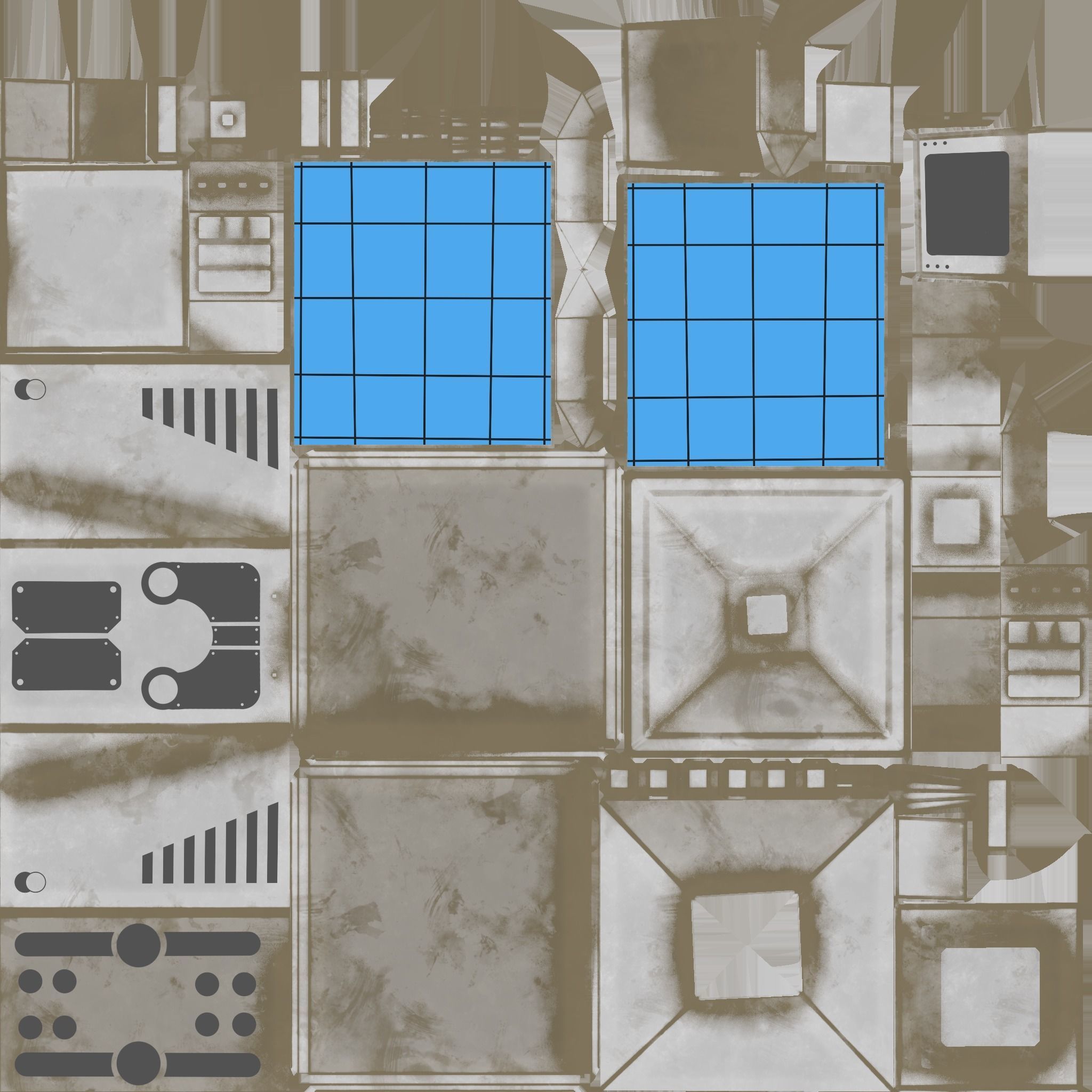 Satellite E07 Dirt Blue - SciFi Space Design Low-poly 3D model_18