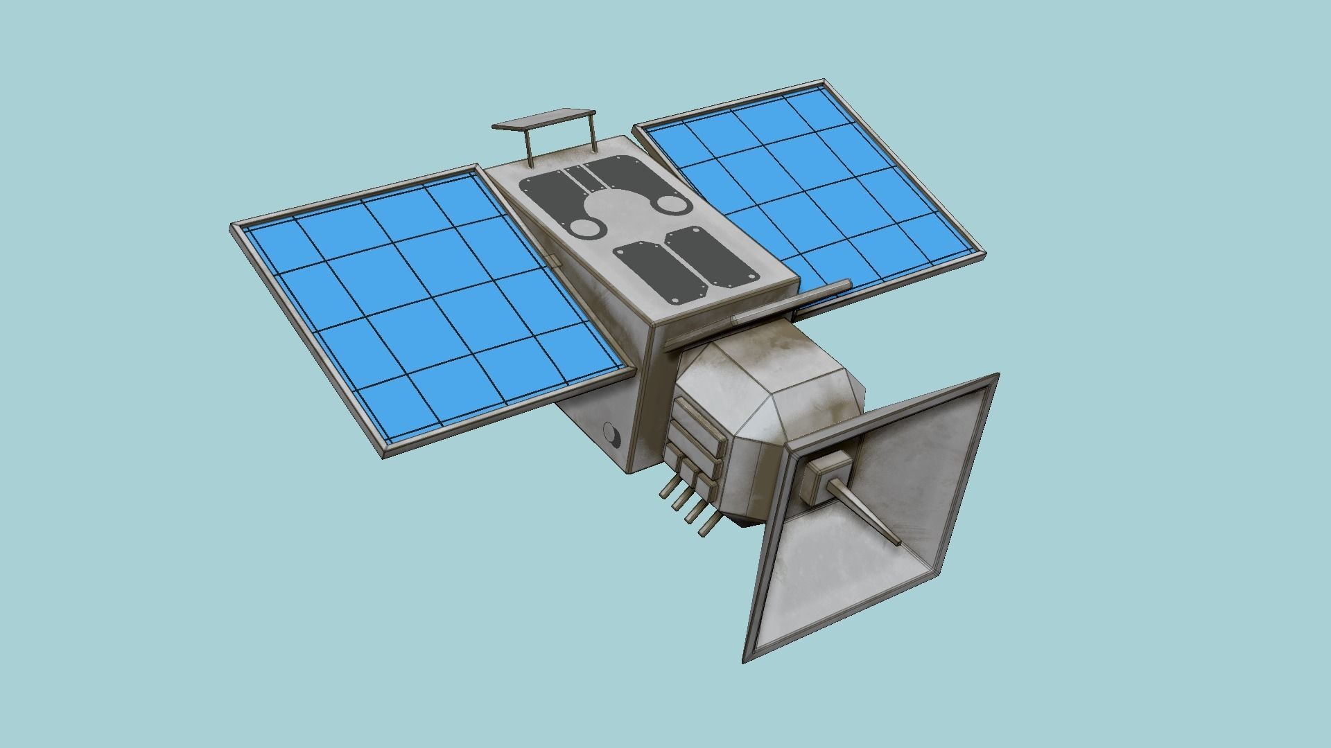 Satellite E07 Dirt Blue - SciFi Space Design Low-poly 3D model_6