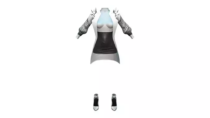 Spikes Shoulders Jacket Top Skirt Heels Outfit