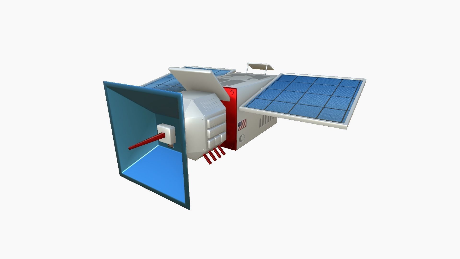 Satellite E09 USA - SciFi Space Design Low-poly 3D model_4
