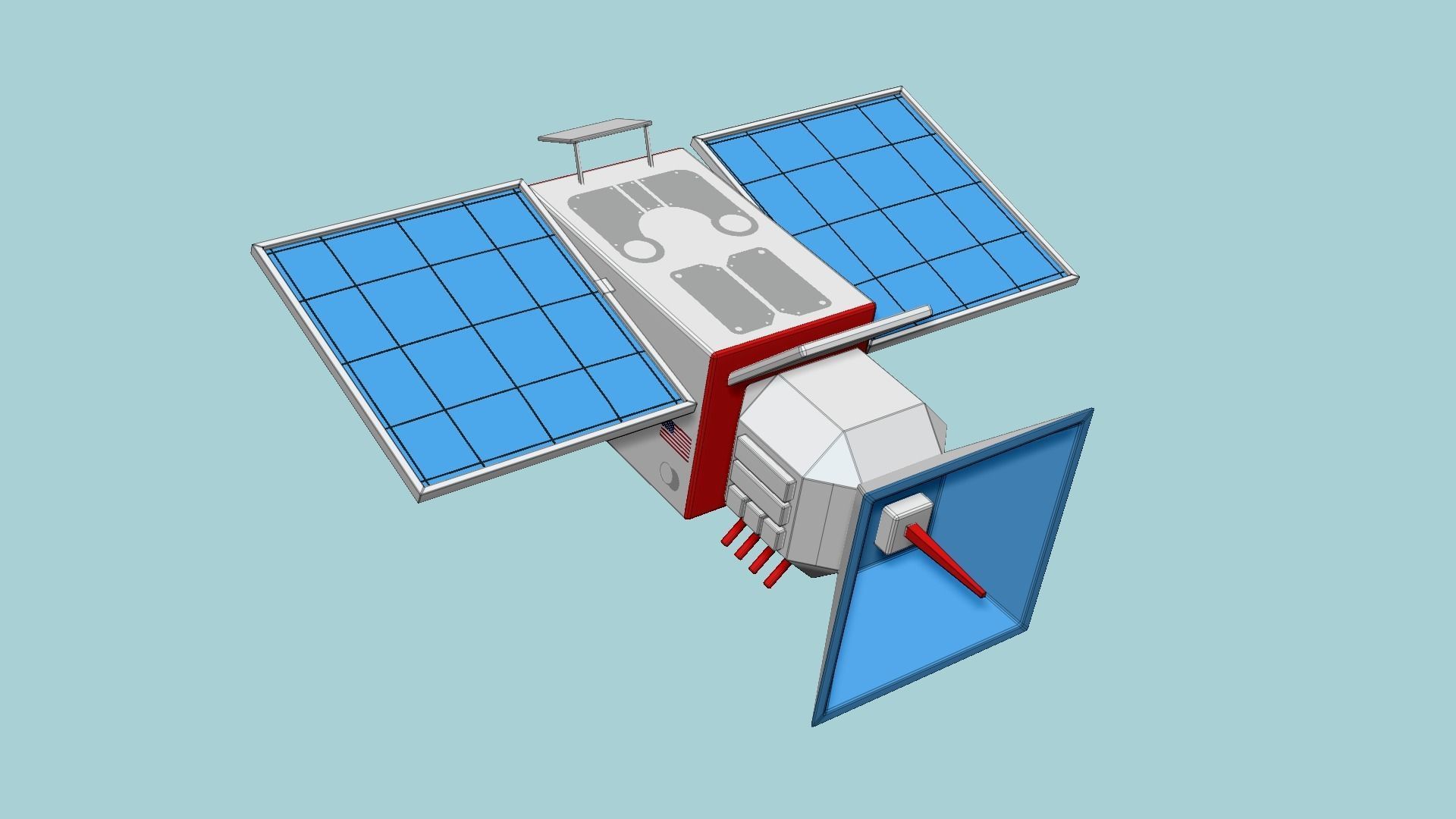 Satellite E09 USA - SciFi Space Design Low-poly 3D model_6