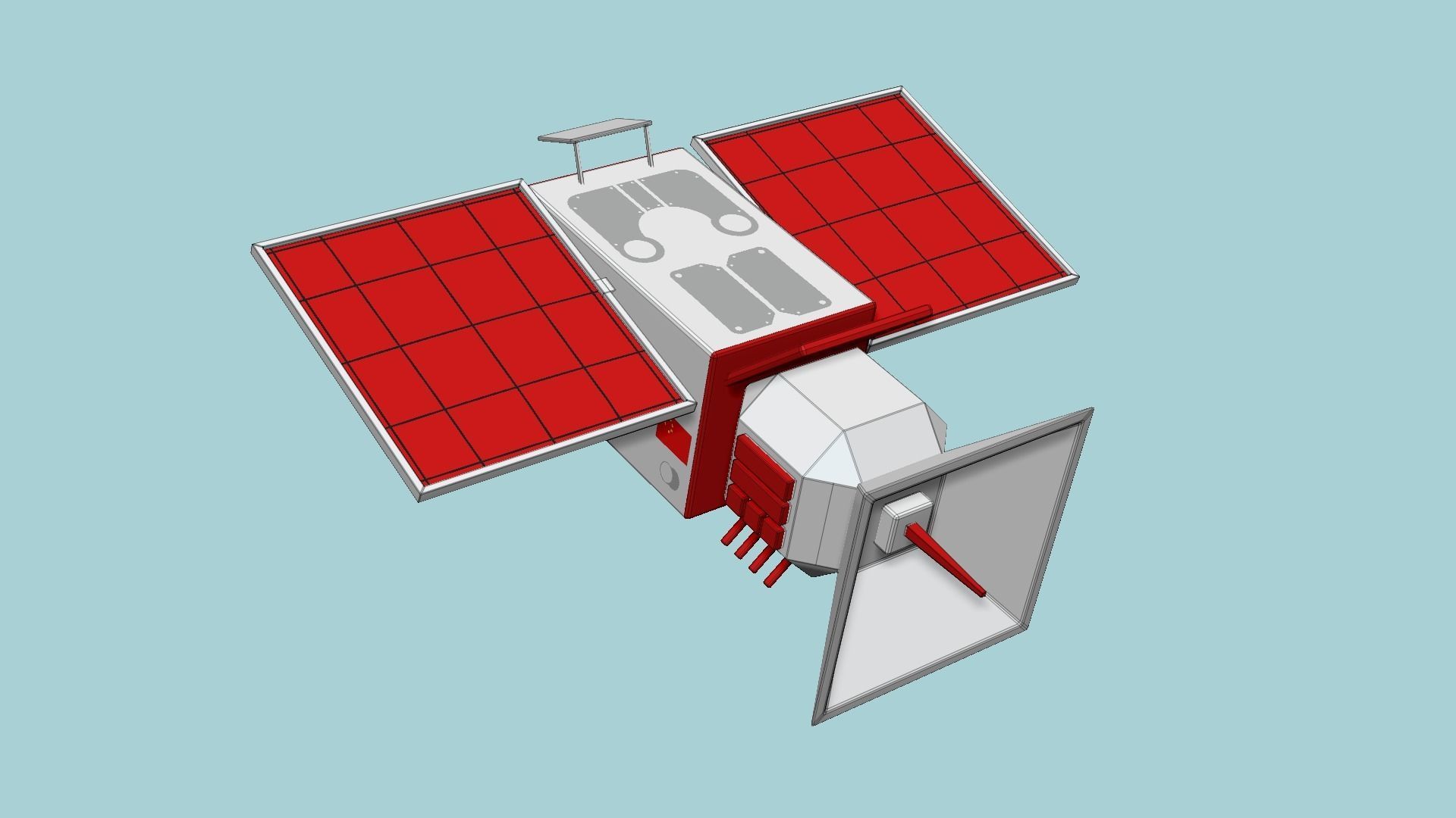 Satellite E10 China - SciFi Space Design Low-poly 3D model_6