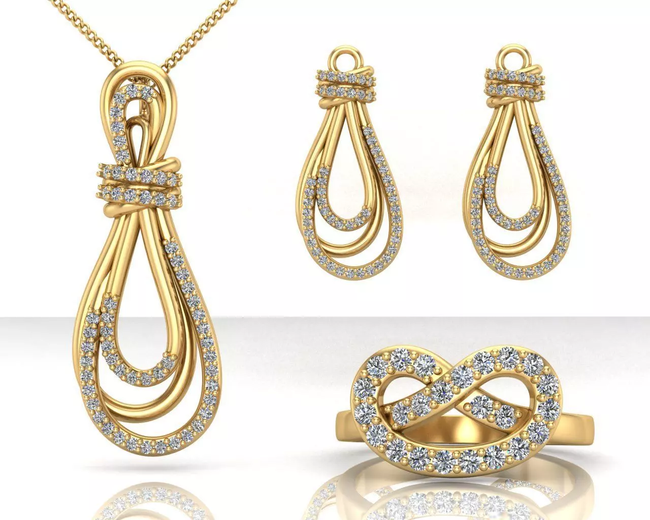Knot set jewelry 3D print model_0