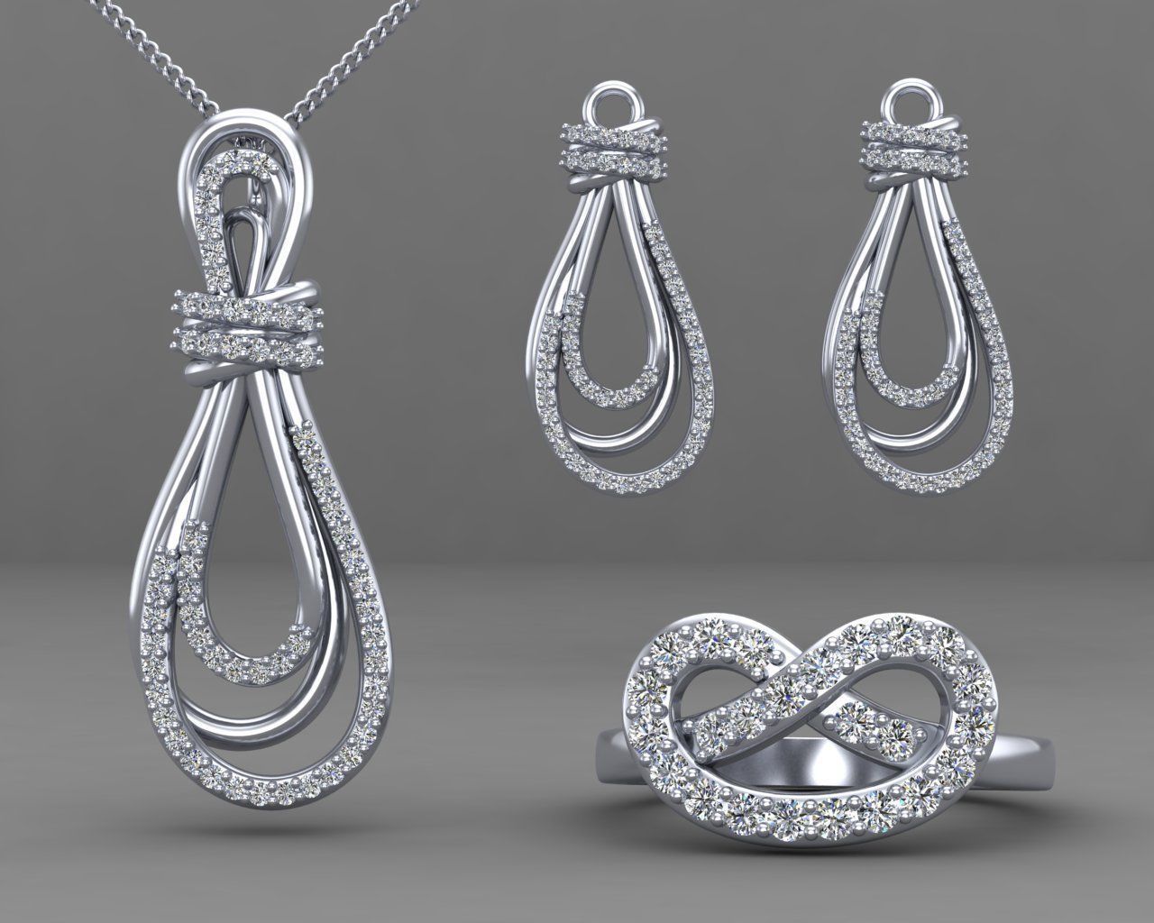 Knot set jewelry 3D print model_4