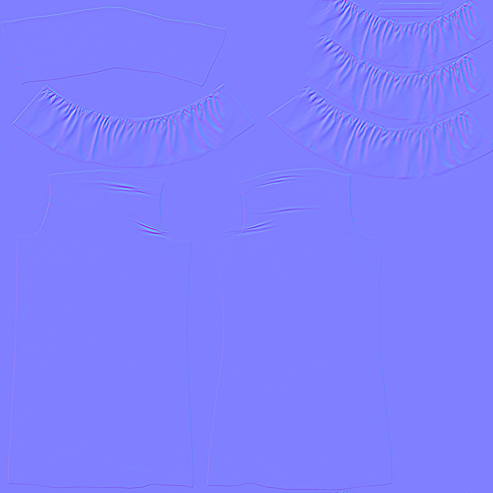 Strapless Ruffled Jumpsuit with Sleeves Low-poly 3D model_12