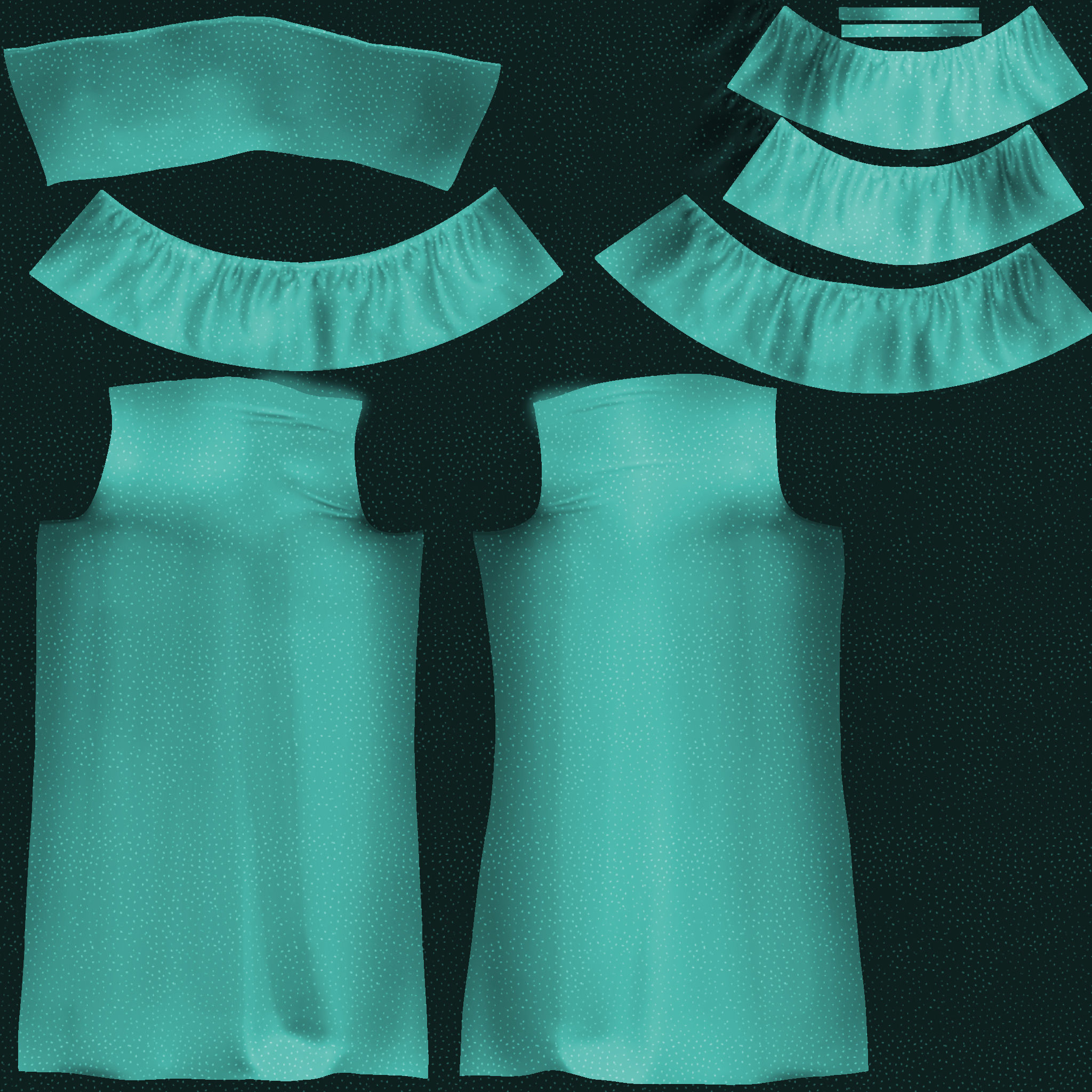 Strapless Ruffled Jumpsuit with Sleeves Low-poly 3D model_11