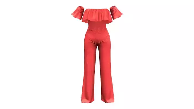 Strapless Ruffled Jumpsuit with Sleeves