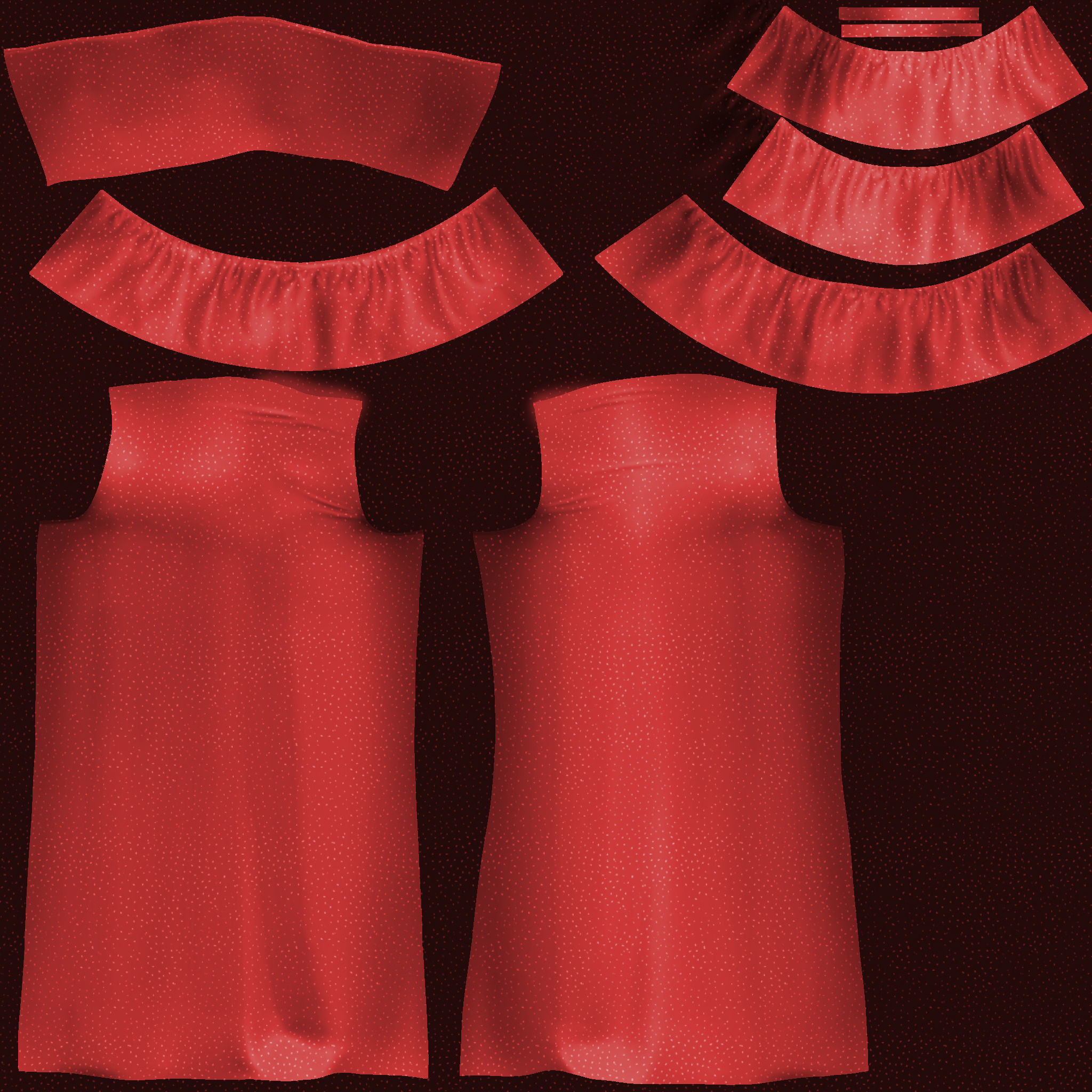 Strapless Ruffled Jumpsuit with Sleeves Low-poly 3D model_10