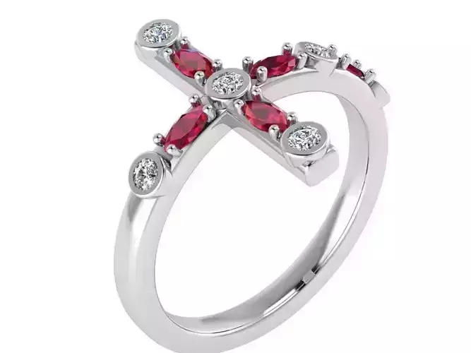 Cross Ruby Ring 1692