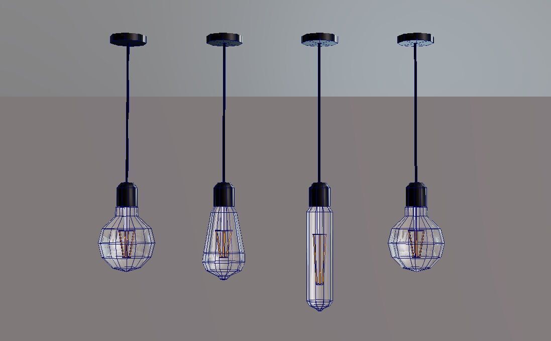 Low poly light bulb - Game-Ready Lamp Model 3D model_3