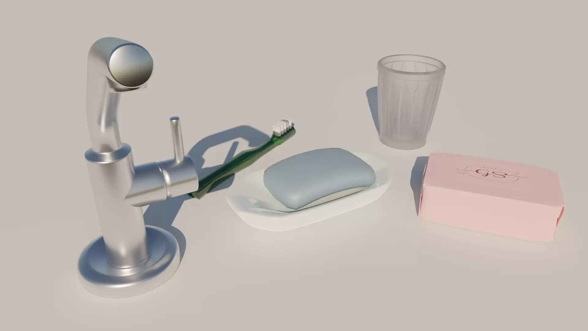 Bathroom kit Low-poly 3D model_0