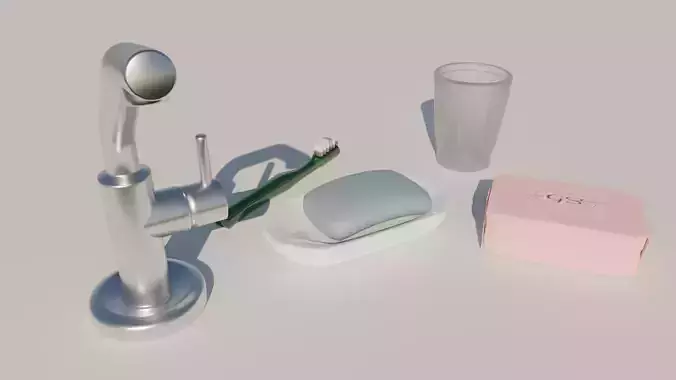 Bathroom kit Low-poly 3D model