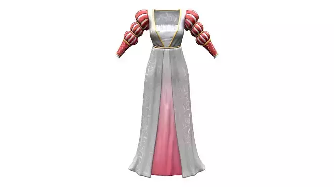 Long Princess Dress Gown With Mamaluke Virago Sleeves