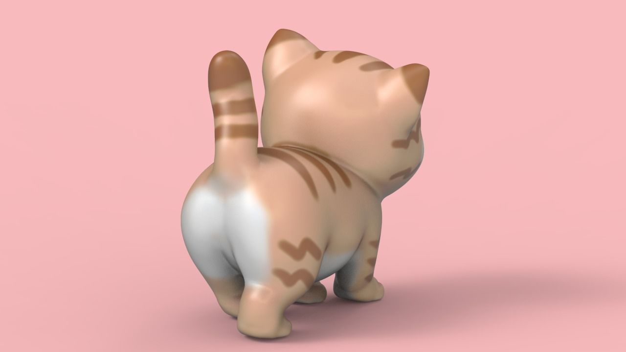 Cute Walking Kitten V3 STL for 3D print model_4