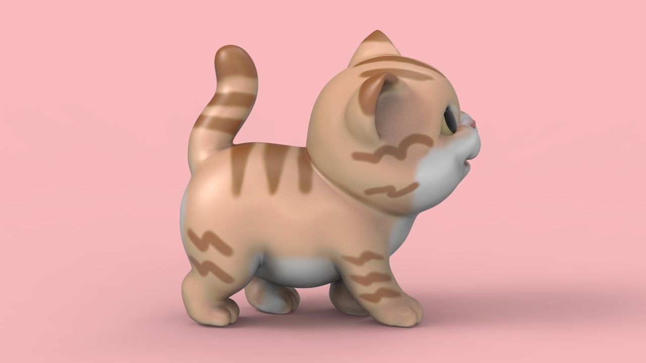 Cute Walking Kitten V3 STL for 3D print model_3