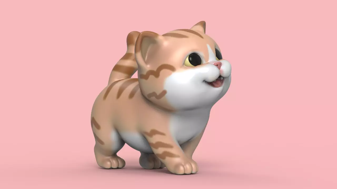 Cute Walking Kitten V3 STL for 3D print model_0