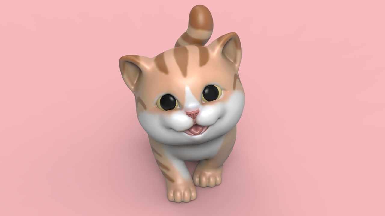 Cute Walking Kitten V3 STL for 3D print model_2