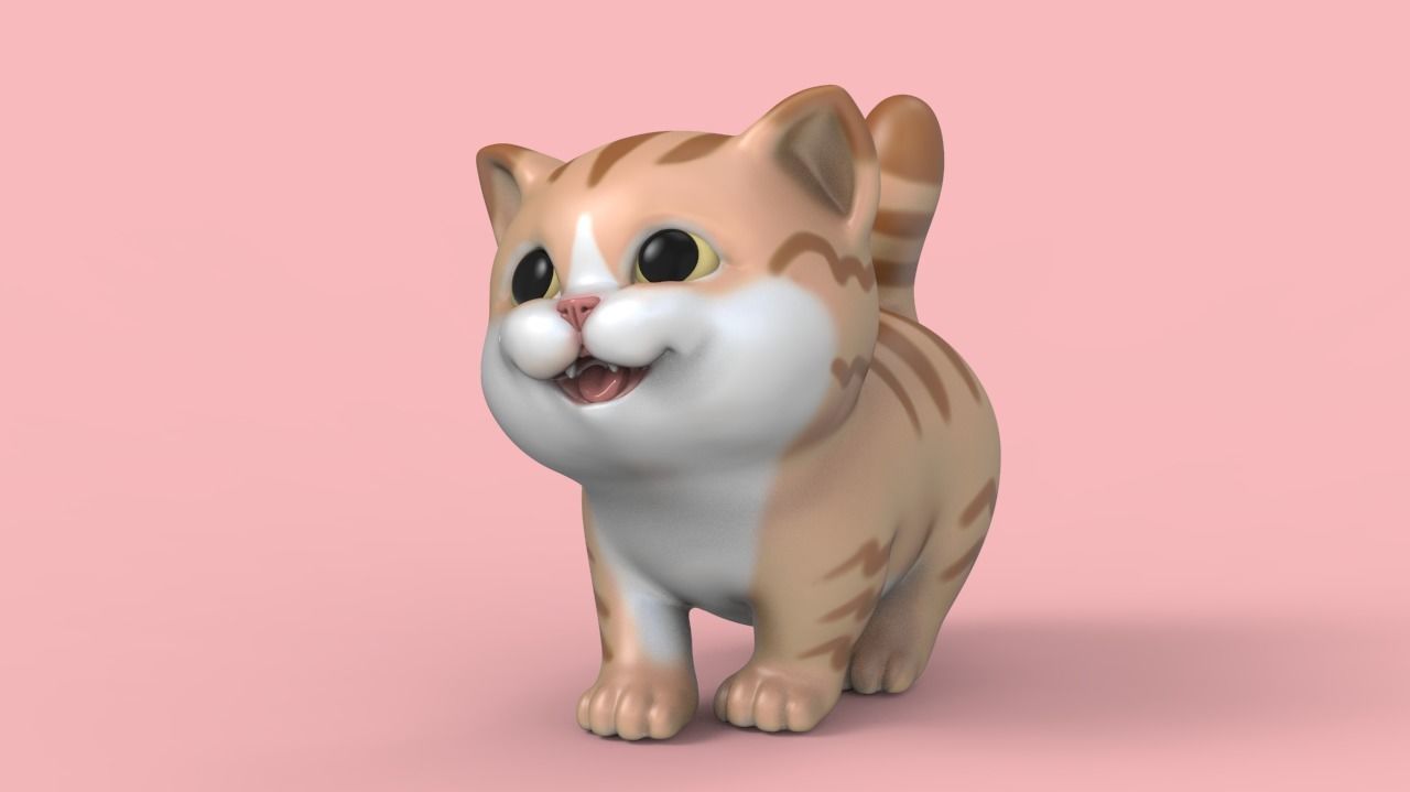 Cute Walking Kitten V3 STL for 3D print model_1