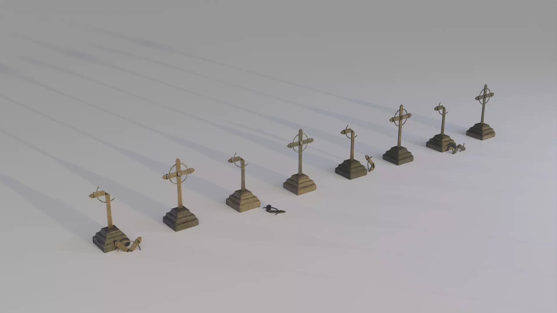 Hand Sculpted cemetery gravestones part 10 Low-poly 3D model_0