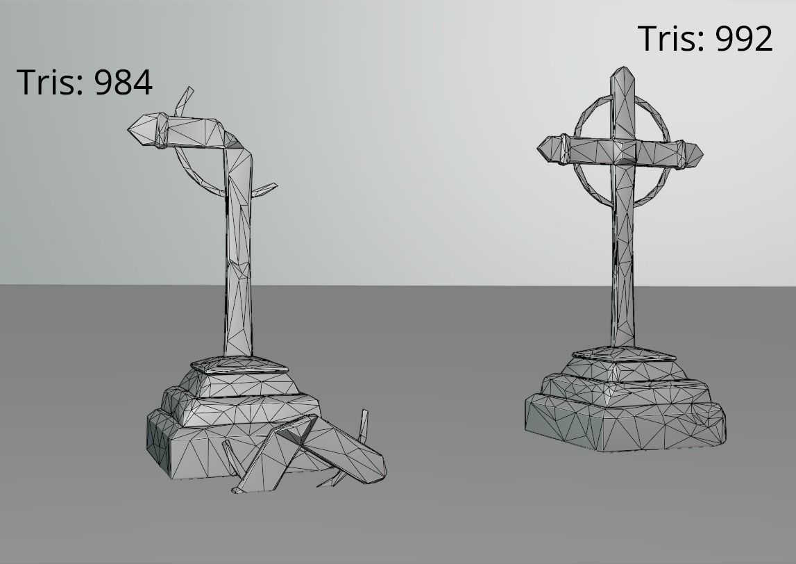 Hand Sculpted cemetery gravestones part 10 Low-poly 3D model_8