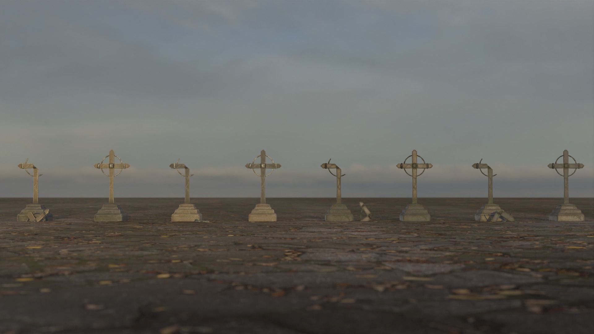Hand Sculpted cemetery gravestones part 10 Low-poly 3D model_2