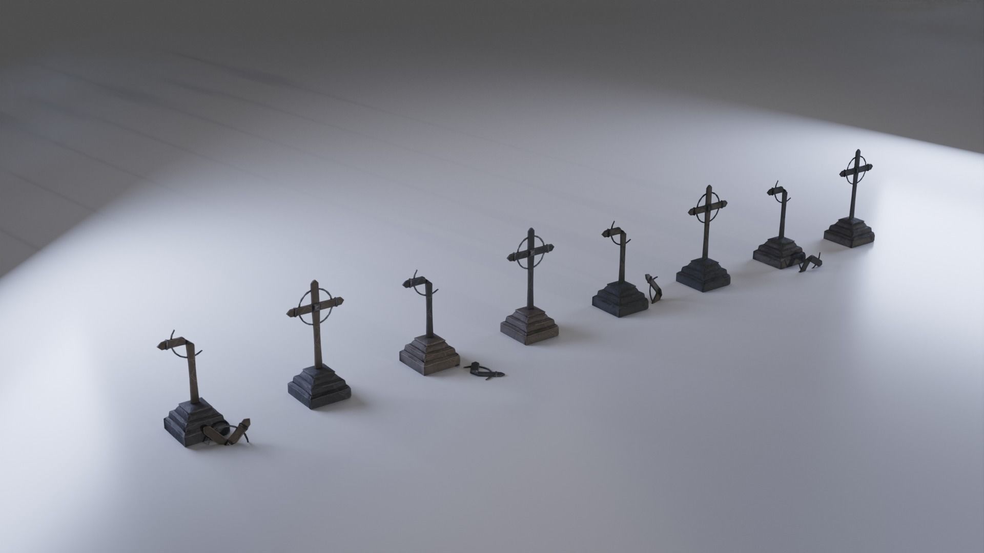Hand Sculpted cemetery gravestones part 10 Low-poly 3D model_1