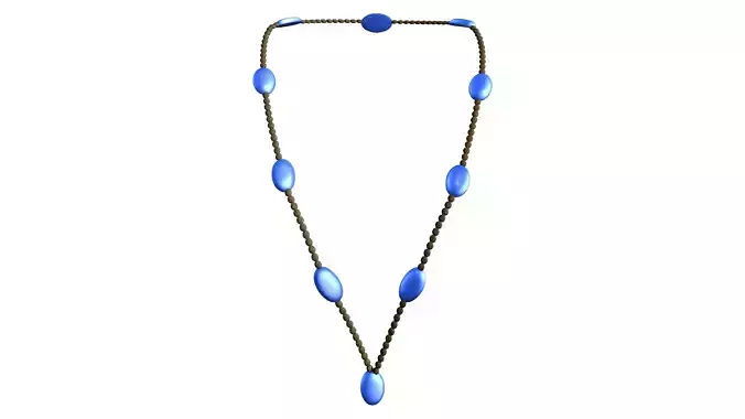Long Bids Necklace With Blue Stones