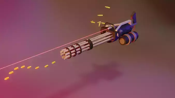 Minigun PBR low poly play game ready Low-poly 3D model