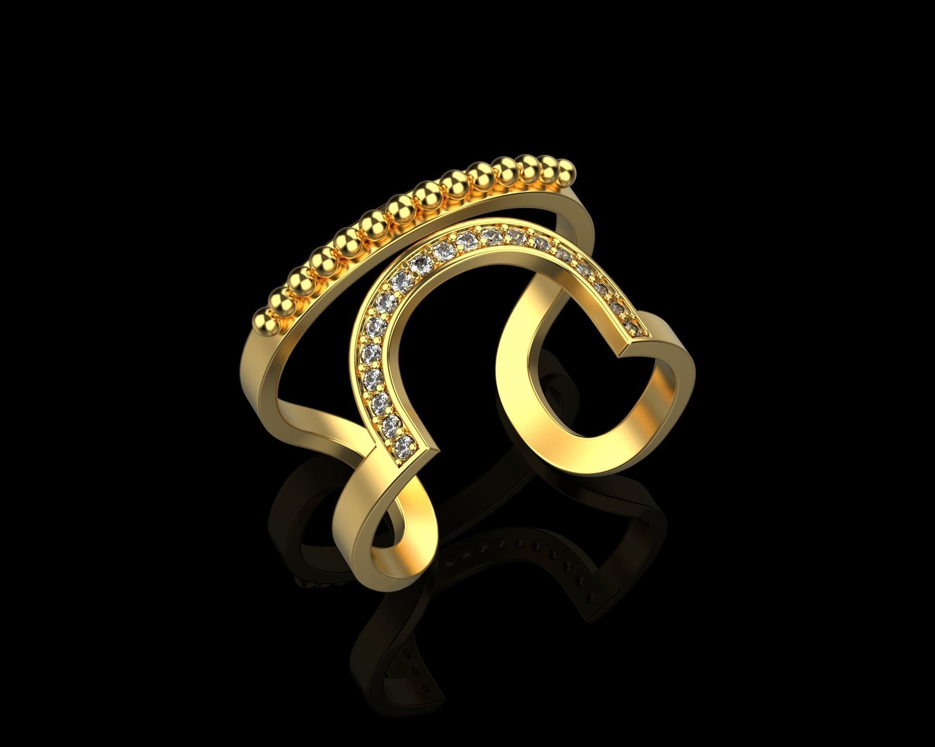 Ring with diamonds N11 3D print model_1