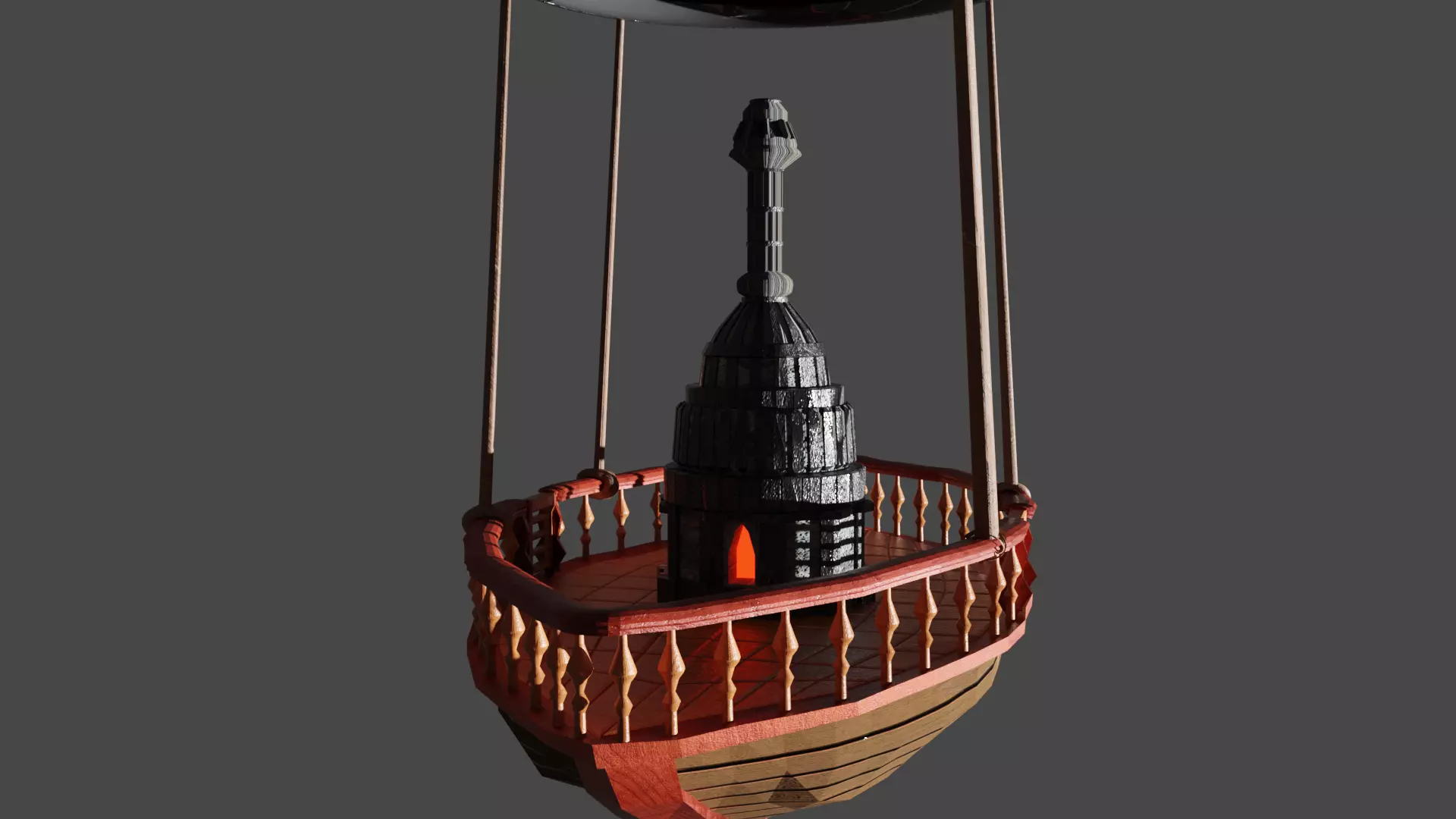 Fantasy Hot Air Balloon Low-poly 3D model