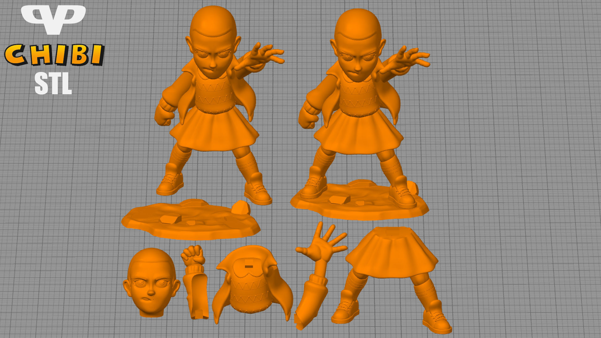 Stranger Things Eleven Chibi STL for 3D Printing ChibiSTL 3DXM 3D print model_2