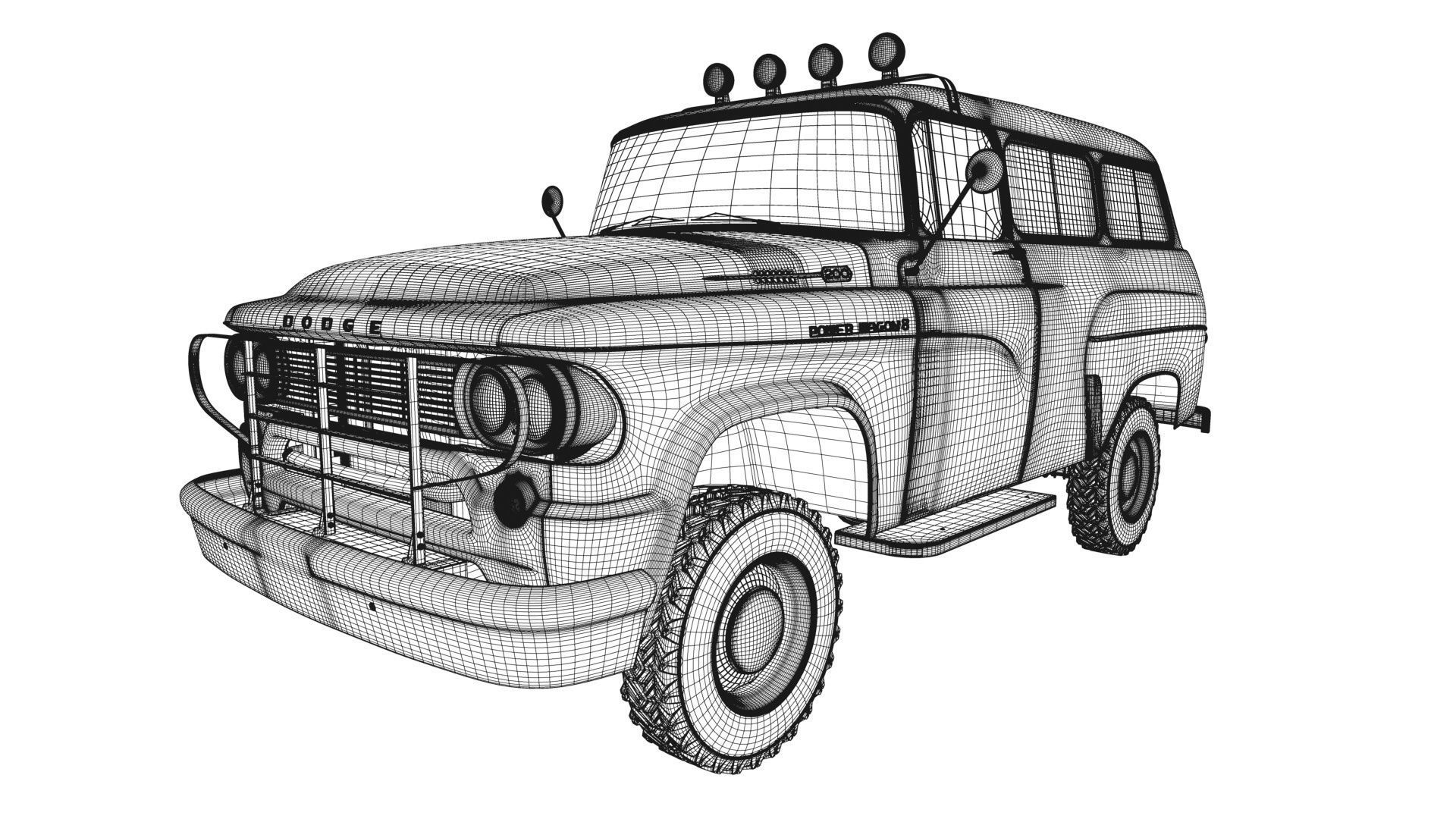 Dodge Town Wagon 4x4 3D model_43